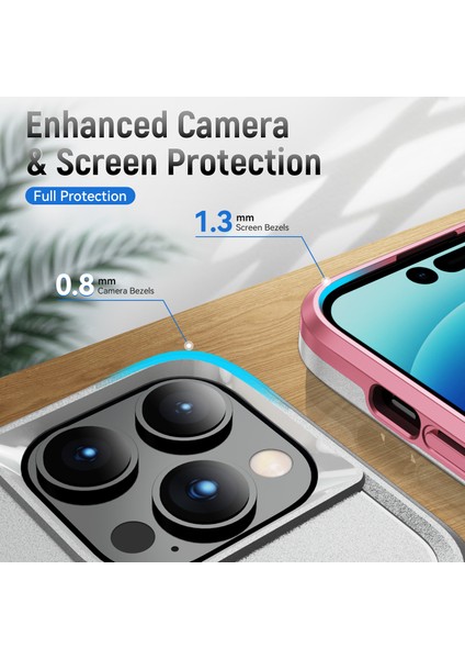 Apple iPhone 15 Pro Max Pc+Tpu Şok Geçirmez Kapak Yüzüğü Kickstand Anti-Cratch Telefon Vaka-Beyaz+Pembe (Yurt Dışından) fiyatları