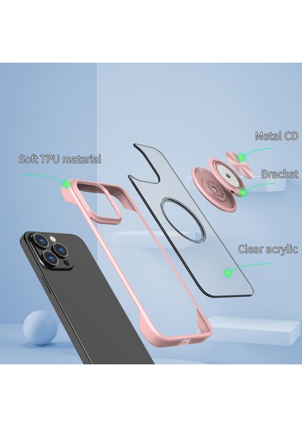 Apple iPhone 14 Pro Max Case Sınırsız Tasarım Yüzüğü Kickstand Telefon Kapak Pembe (Yurt Dışından)