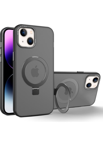 Tpu+Pc Şok Geçirmez Kapak Apple iPhone 14 Plus Için Kılıf Magsafe Yumuşak Kickstand Telefon Vaka Black ile Uyumlu (Yurt Dışından)
