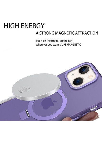 Tpu+Pc Şok Geçirmez Kapak Apple iPhone 14 Plus Için Kılıf Magsafe Yumuşak Kickstand Telefon Vaka Black ile Uyumlu (Yurt Dışından)