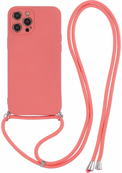 Apple iPhone 12 Pro Max Case Fiber Astar Long Lanyard-Hawthorn Red ile Ka Tpu Telefon Kapağı (Yurt Dışından)