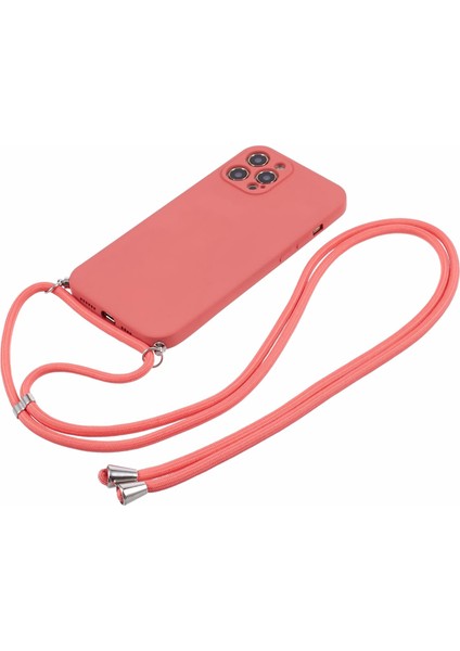 Apple iPhone 12 Pro Max Case Fiber Astar Long Lanyard-Hawthorn Red ile Ka Tpu Telefon Kapağı (Yurt Dışından)