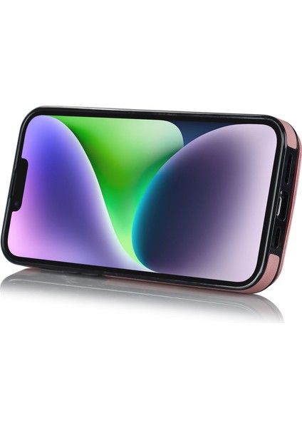 Pu+Tpu Apple iPhone 13 Mini Yüzük Kickstand Rfıd Engelleme Cep Telefonu Vaka-Pembe (Yurt Dışından)