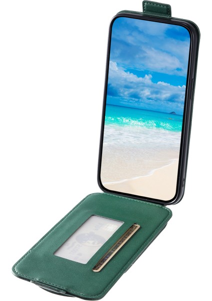 Apple iPhone 12/12 Pro Kasu Kılıfı Çanta Görüntüleme Stand Dikey Flip Pu Deri Telefon Kapak Yeşili (Yurt Dışından)