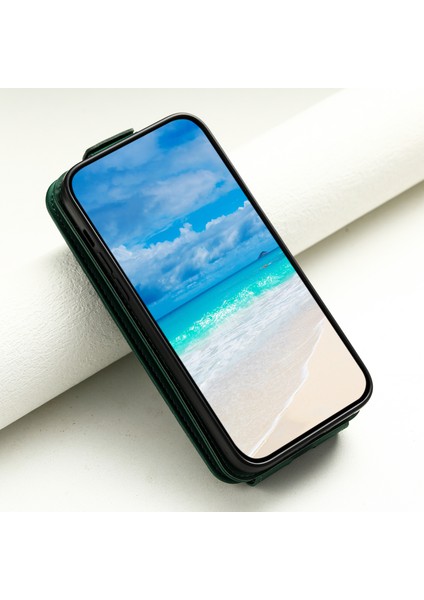 Apple iPhone 12/12 Pro Kasu Kılıfı Çanta Görüntüleme Stand Dikey Flip Pu Deri Telefon Kapak Yeşili (Yurt Dışından)