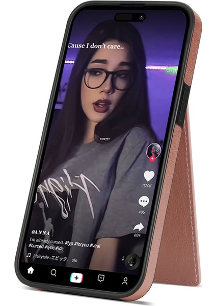 Apple iPhone 14 Plus Içinrfıd Için Pu Deri Kaplamalı Tpu Telefon Kılıf Kart Yuvaları Kickstand Kapak Pembe (Yurt Dışından) fiyatları