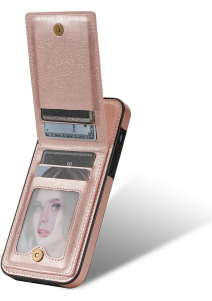Apple iPhone 14 Plus Içinrfıd Için Pu Deri Kaplamalı Tpu Telefon Kılıf Kart Yuvaları Kickstand Kapak Pembe (Yurt Dışından) modelleri
