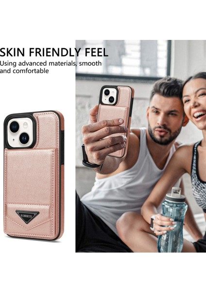 Apple iPhone 14 Plus Içinrfıd Için Pu Deri Kaplamalı Tpu Telefon Kılıf Kart Yuvaları Kickstand Kapak Pembe (Yurt Dışından) indirimleri