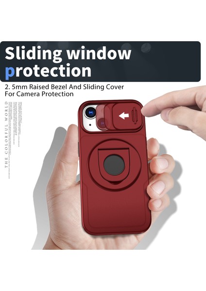 Apple iPhone 13/14 Için Slayt Kameralı Kapak Kırmızılı Telefon Kılıfı Kickstand Manyetik Arka Kabuk (Yurt Dışından) indirimleri
