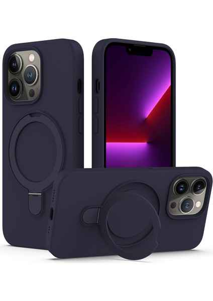 Apple iPhone 13 Pro Kickstand Case Manyetik Telefon Kapağı Magsafe-Midnight Blue ile Uyumlu (Yurt Dışından)