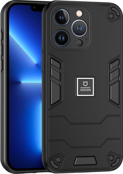 Apple iPhone 13 Pro Telefon Kılıfı 2 Için 1 Hibrid Sert Pc Yumuşak Tpu Cover-Black (Yurt Dışından)