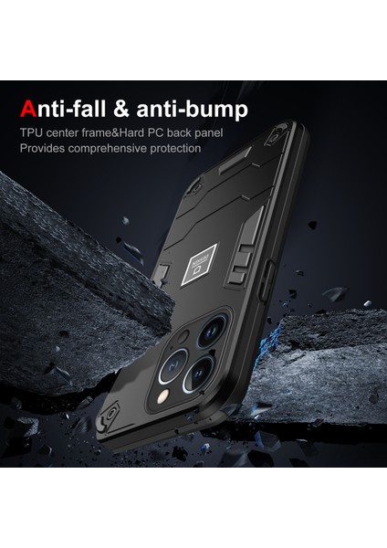 Apple iPhone 13 Pro Telefon Kılıfı 2 Için 1 Hibrid Sert Pc Yumuşak Tpu Cover-Black (Yurt Dışından)