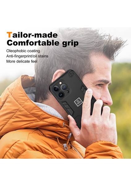 Apple iPhone 13 Pro Telefon Kılıfı 2 Için 1 Hibrid Sert Pc Yumuşak Tpu Cover-Black (Yurt Dışından)