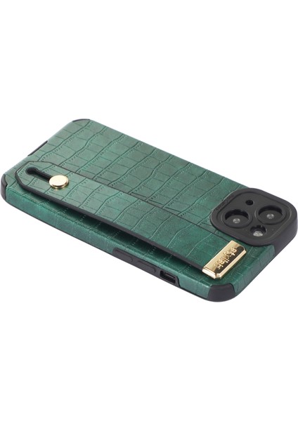 Apple iPhone 13 Case Wristband Kickstand Slim-Fit Timsah Doku Pu Deri+Tpu Telefon Kapak Yeşil (Yurt Dışından) fırsatları