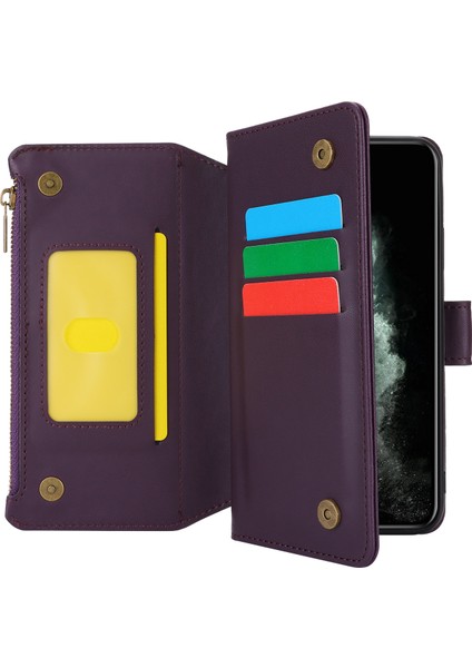Apple iPhone 11 Pro Telefon Kapağı Rfıd Engelleme Pu Deri Cüzdan Kabuk-Dark Mor (Yurt Dışından) fiyatları