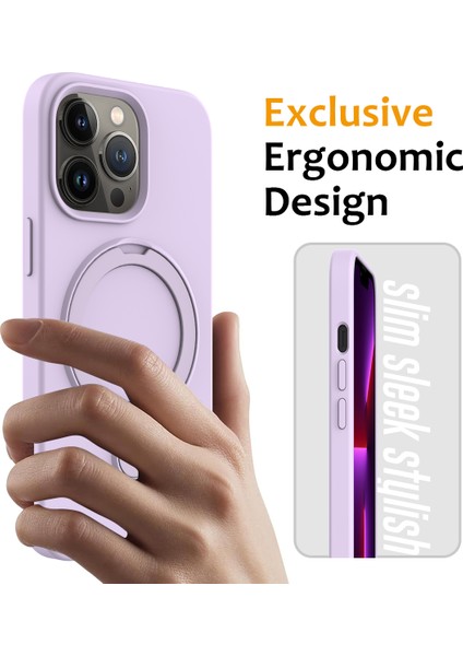 Apple iPhone 14 Pro Magnetic Case Kickstand Anti-Drop Pc+Silikon Kapak-Moral (Yurt Dışından)
