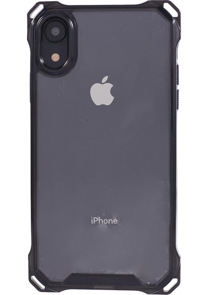 Apple iPhone Xr Için 6.1 Inç Kasa Anti-Damla Tpu+Akrilik Telefon Arka Kapağı (Büyük Arka Lens Deliği) -Transparent Siyah (Yurt Dışından)
