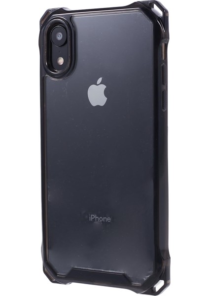Apple iPhone Xr Için 6.1 Inç Kasa Anti-Damla Tpu+Akrilik Telefon Arka Kapağı (Büyük Arka Lens Deliği) -Transparent Siyah (Yurt Dışından)