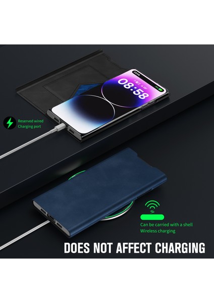 Kart Sahibi Apple iPhone 13 Pro Pu Deri+Pc Nappa Doku Telefon Kılıfı Mavisi (Yurt Dışından)
