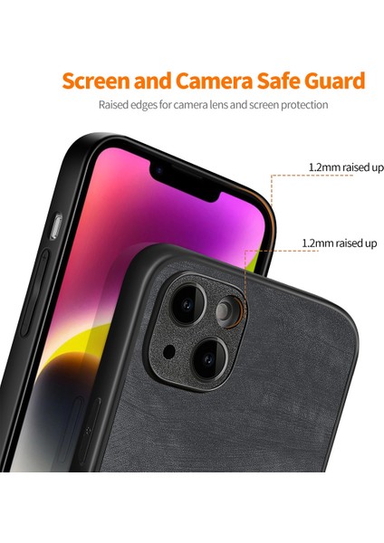 Apple iPhone 14 Plus Vintage Pu Deri Kaplamalı Pc Telefon Kapağı Açık Yüksek Alüminyum Silicon Cam Film Yeşili (Yurt Dışından) fırsatları