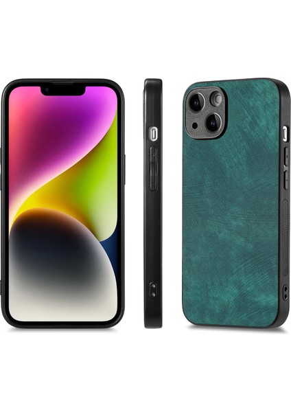 Apple iPhone 14 Plus Vintage Pu Deri Kaplamalı Pc Telefon Kapağı Açık Yüksek Alüminyum Silicon Cam Film Yeşili (Yurt Dışından) indirimleri