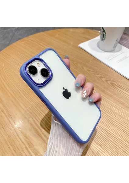 Apple iPhone 14 Plus Için Case Telefon Metal Lens Çerçeve Yumru Kanıtı Tpu+Pc Kapak Mavisi (Yurt Dışından)