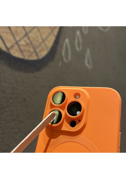Apple iPhone 13 Pro Max Sıvı Silikon Telefon Kameralı Kamera Lens Koruyucusu Magsafe-Green ile Uyumlu Manyetik Kapak (Yurt Dışından)