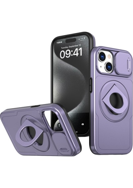 Apple iPhone 14 Plus/15 Plus Kickstand Cover Için Tpu+Pc Manyetik Telefon Kılıf Etme (Yurt Dışından)