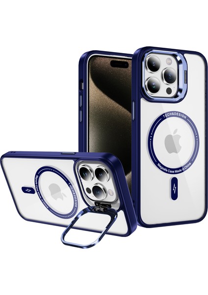Apple iPhone 12 Pro Max Magnetic Telefon Kılıfı Akrilik+Tpu Hibrid Teknoloji Kamera Kickstand-Sapphire (Yurt Dışından)