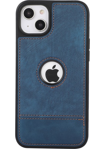 Apple iPhone 13 Için 6.1 Inç Kasa Ekleme Pu Deri Kaplı Tpu Şok Emici Akıllı Telefon Kapak-Mavi (Yurt Dışından)