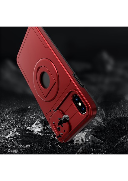 Apple iPhone Xs Max Telefon Kılıfı Tpu+Pc Manyetik Kapak Kamera Koruma-Kırmızı (Yurt Dışından)