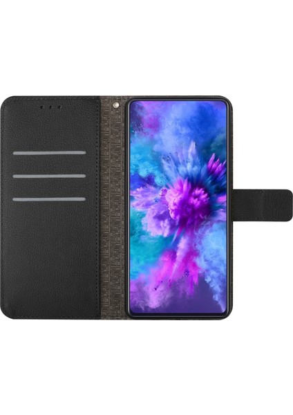 Apple iPhone 12 Için 6.1 Inç/12 Pro 6.1 Inç Pu Pu Deri Litchi Doku Standı Telefon Kapak Black (Yurt Dışından)