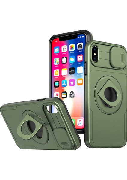 Apple iPhone Xs Max Telefon Kılıfı Tpu+Pc Manyetik Kapak Kamera Koruma Yeşil (Yurt Dışından)