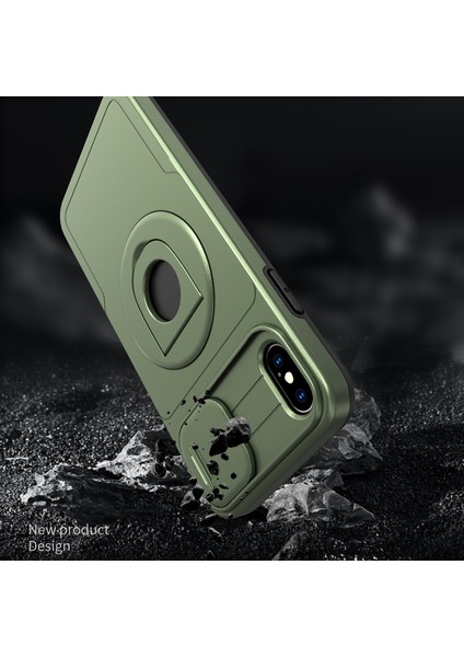 Apple iPhone Xs Max Telefon Kılıfı Tpu+Pc Manyetik Kapak Kamera Koruma Yeşil (Yurt Dışından)