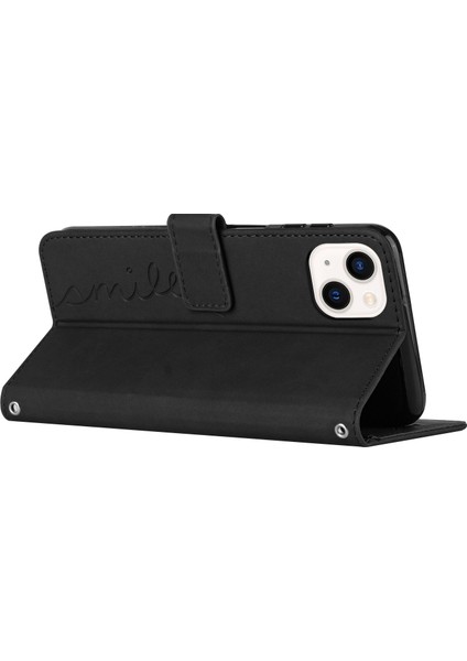 Apple iPhone 15 Kalp Için Deri Kılıf Omuz Kayışı Black ile Anti-Drop Anti Drop Telefon Kapağı (Yurt Dışından)