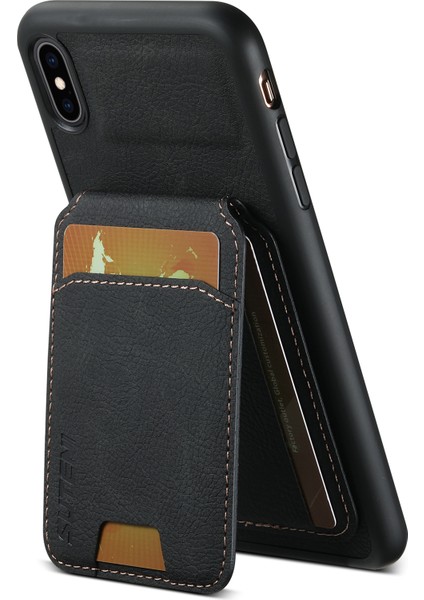 Apple iPhone X/xs Için 5.8 Inç Litchi Doku Kılıf Pu Deri+Tpu Dikey Flip Telefon Kapak Black (Yurt Dışından)