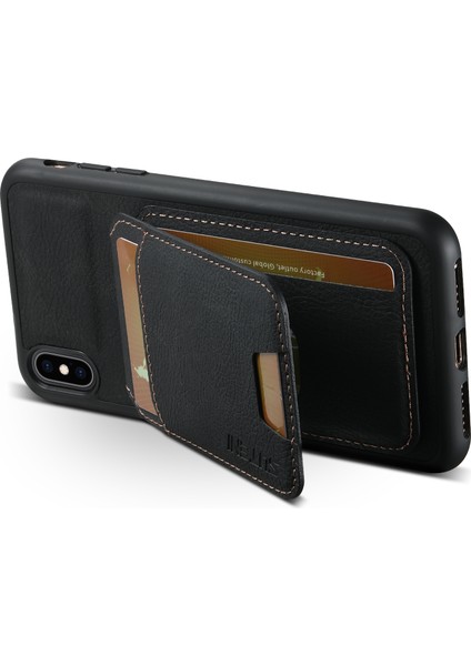 Apple iPhone X/xs Için 5.8 Inç Litchi Doku Kılıf Pu Deri+Tpu Dikey Flip Telefon Kapak Black (Yurt Dışından)
