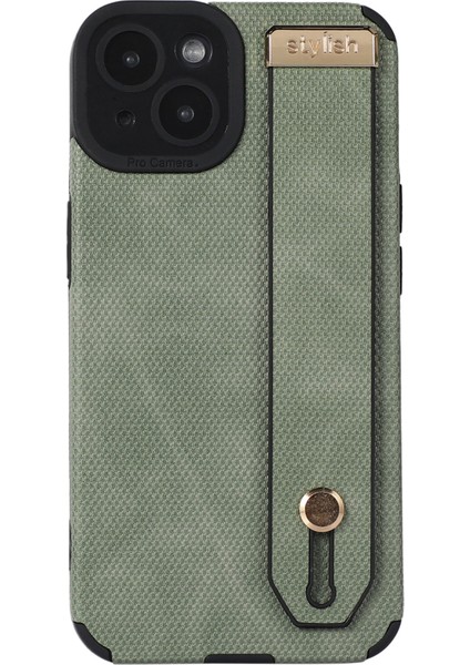 Apple iPhone 13 Case Bilekliği Için Morandi Stil Tpu+Pu Deri Anti-Drop Telefon Kapak Yeşilleri (Yurt Dışından)
