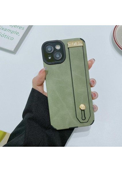Apple iPhone 13 Case Bilekliği Için Morandi Stil Tpu+Pu Deri Anti-Drop Telefon Kapak Yeşilleri (Yurt Dışından) fırsatları