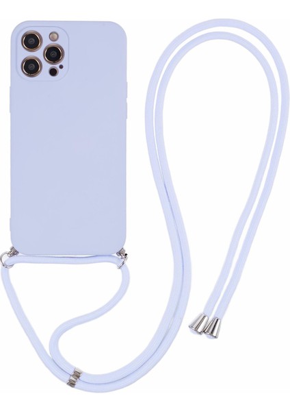 Apple iPhone 12 Pro Max Case Fiber Astar Için Long Lanyard-Light Mor ile Ka Tpu Telefon Kapağı (Yurt Dışından)