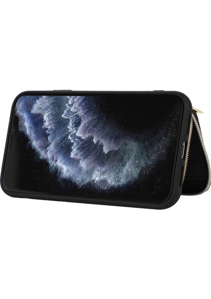 Apple iPhone 11 Pro Max Cep Telefon Kılıfı Pu Deri+Tpu Kickstand Cover-Black (Yurt Dışından)