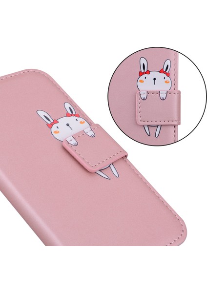 Apple iPhone 14 Plus Cep Telefonu Kılıf Anti Drop Pu Deri Cüzdan Stand Kapak Pembe (Yurt Dışından)