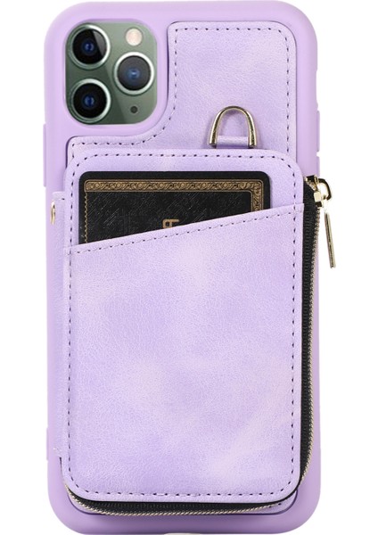 Apple iPhone 11 Pro Max Cep Telefon Kılıfı Pu Deri+Tpu Kickstand Cover-Spurple (Yurt Dışından)