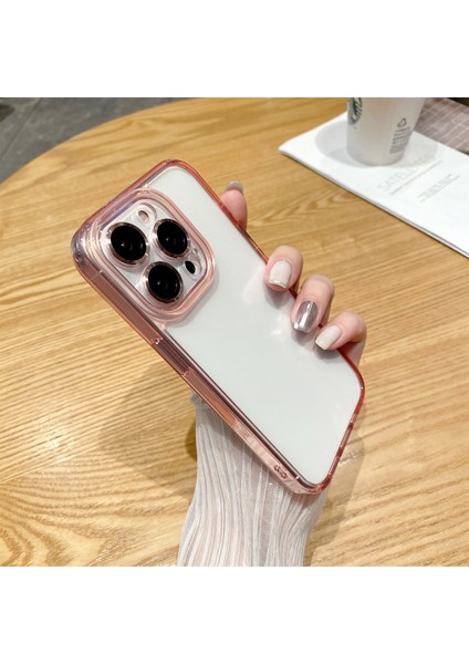 Apple iPhone 14 Pro Max Case Şeffaf Tpu+Pc Telefon Kapağı Lens Film-Pembe (Yurt Dışından)