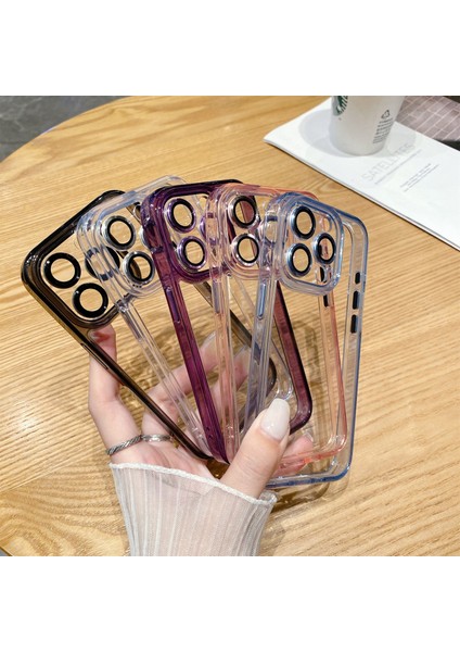 Apple iPhone 14 Pro Max Case Şeffaf Tpu+Pc Telefon Kapağı Lens Film-Pembe (Yurt Dışından)