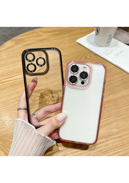 Apple iPhone 14 Pro Max Case Şeffaf Tpu+Pc Telefon Kapağı Lens Film-Pembe (Yurt Dışından)