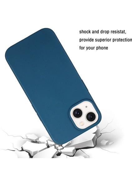 Apple iPhone 14 Plus Case Wheat Straw+Tpu Telefon Kapağı Magsafe-Dark Blue ile Uyumlu (Yurt Dışından)