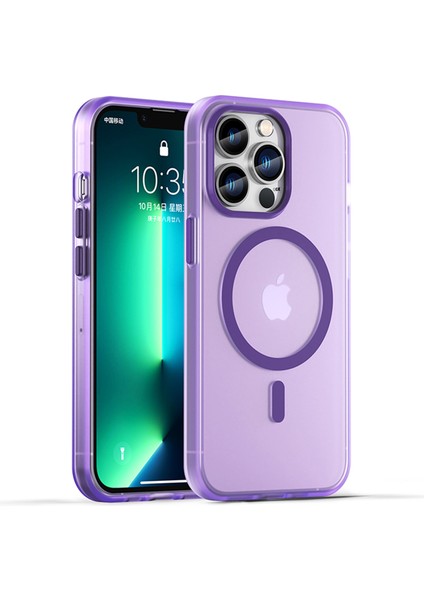 Apple iPhone 13 Pro Yarı Saydam Mat Arka Kapak Manyetik Telefon Kasa-Karanlık Mor Için (Yurt Dışından)