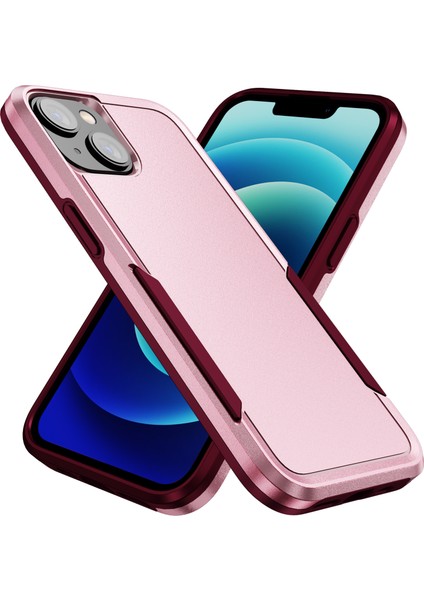 Apple iPhone 15 Pc+Tpu Bırak-Kötü Telefon Kılıfı Çizgiye Koruma Kapağı Pink+Gül (Yurt Dışından)