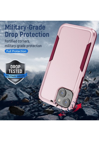 Apple iPhone 15 Pc+Tpu Bırak-Kötü Telefon Kılıfı Çizgiye Koruma Kapağı Pink+Gül (Yurt Dışından) fırsatları